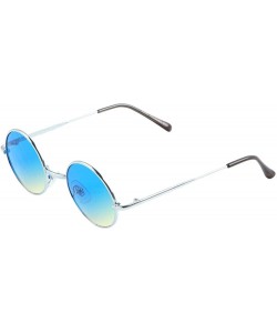 Oversized Lennon Round Circle Glasses Color Lens Men Women Retro Fashion - Blue/Tan - CJ18209HY52 $7.87