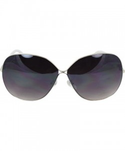 Oval Oval Fashion Sunglasses Silver White Frame Purple Black Lenses - CW1108HW2PN $9.90