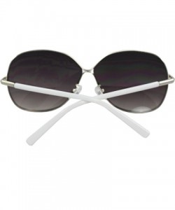 Oval Oval Fashion Sunglasses Silver White Frame Purple Black Lenses - CW1108HW2PN $9.90