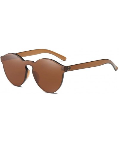 Sport Women Ladies Fashion Cat Eye Shades Sunglasses Integrated UV Candy Colored Glasses (Coffee) - Coffee - CT184Y2EEN2 $15.73