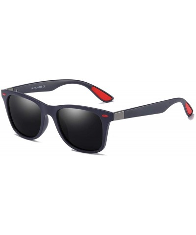 Oval Polarized Sunglasses For Men Women Retro Classic Trendy Stylish UV Protection Sunglasses - Deep Blue Frame/Red - C518ULD...
