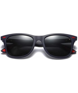 Oval Polarized Sunglasses For Men Women Retro Classic Trendy Stylish UV Protection Sunglasses - Deep Blue Frame/Red - C518ULD...