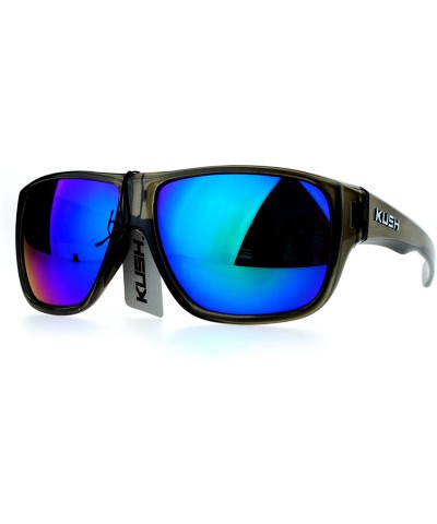 Square KUSH Sunglasses Slate Gray Square Frame Sports Fashion Mirror Lens - Gray (Teal Mirror) - C212O7N7X1W $9.36