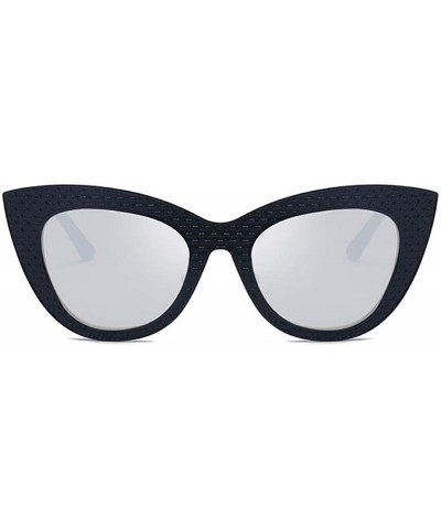 Rectangular Vintage Cat Eye Oversized Metal Frame Tinted Lenses Women Sunglasses - Black Silver - C418NDIMT3L $12.72