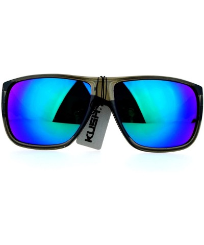 Square KUSH Sunglasses Slate Gray Square Frame Sports Fashion Mirror Lens - Gray (Teal Mirror) - C212O7N7X1W $9.36