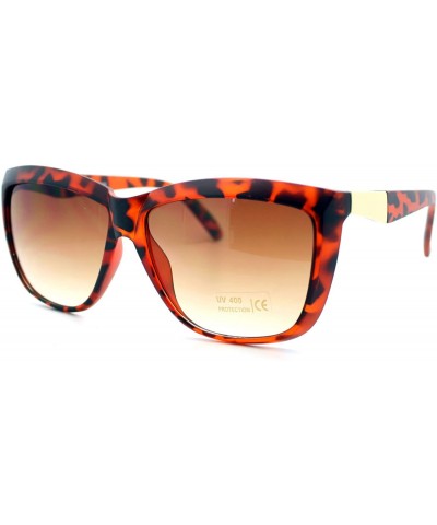 Oversized Womens Trendy Large Squared Cat Eye Diva Sunglasses - Matte Tortoise - CU11YHV2KKD $10.41