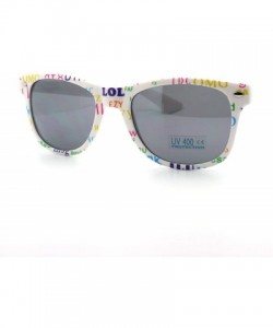 Square Chitchat Text Prints Square Sunglasses Classic Horn Rim (Spring Hinge) - White - C811CAGZI5Z $9.12