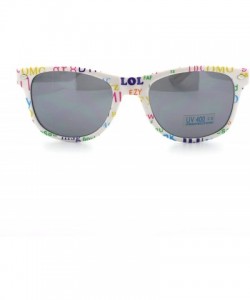 Square Chitchat Text Prints Square Sunglasses Classic Horn Rim (Spring Hinge) - White - C811CAGZI5Z $9.12