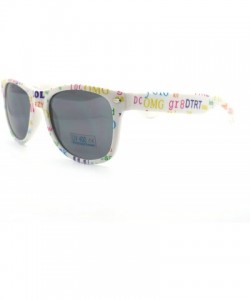 Square Chitchat Text Prints Square Sunglasses Classic Horn Rim (Spring Hinge) - White - C811CAGZI5Z $9.12