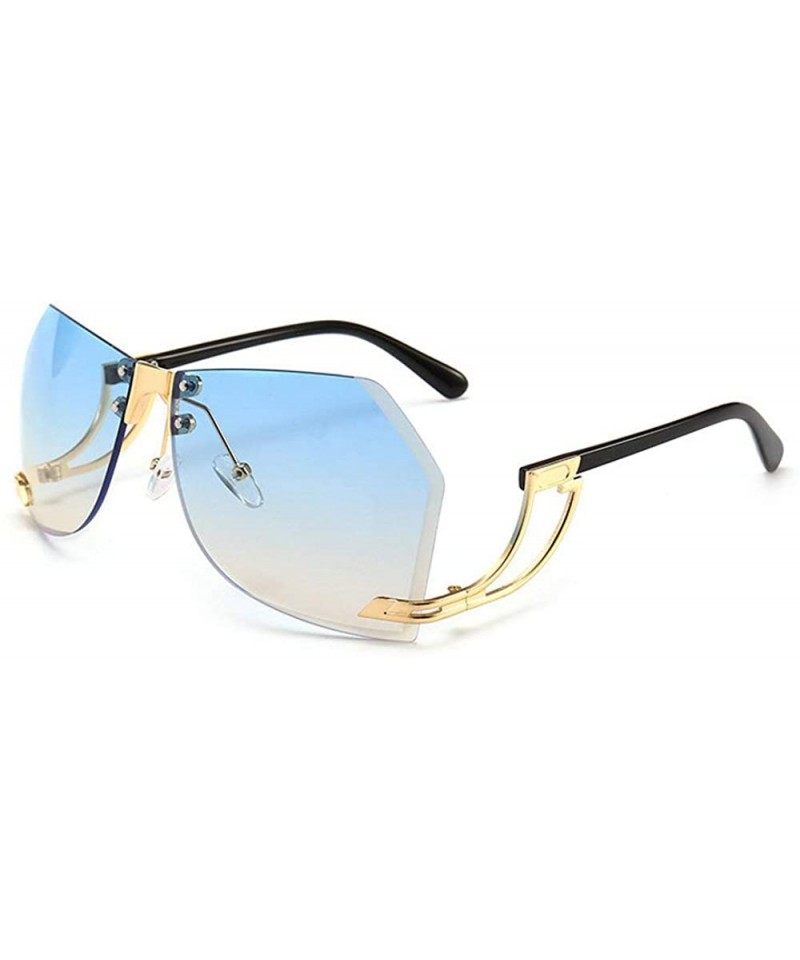 Oversized Vintage Oversized Women's Rimless Sunglasses Goggles UV400 Protrction With Case - Blue - CH185DXU2EX $10.68