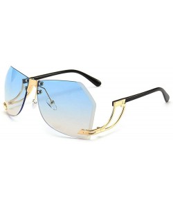 Oversized Vintage Oversized Women's Rimless Sunglasses Goggles UV400 Protrction With Case - Blue - CH185DXU2EX $10.68