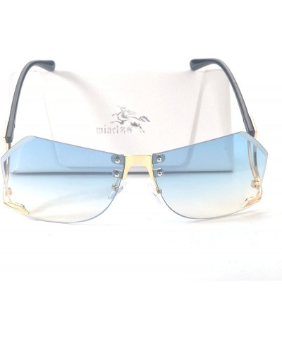 Oversized Vintage Oversized Women's Rimless Sunglasses Goggles UV400 Protrction With Case - Blue - CH185DXU2EX $10.68