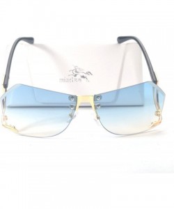 Oversized Vintage Oversized Women's Rimless Sunglasses Goggles UV400 Protrction With Case - Blue - CH185DXU2EX $10.68