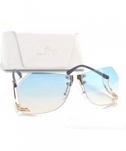 Oversized Vintage Oversized Women's Rimless Sunglasses Goggles UV400 Protrction With Case - Blue - CH185DXU2EX $10.68