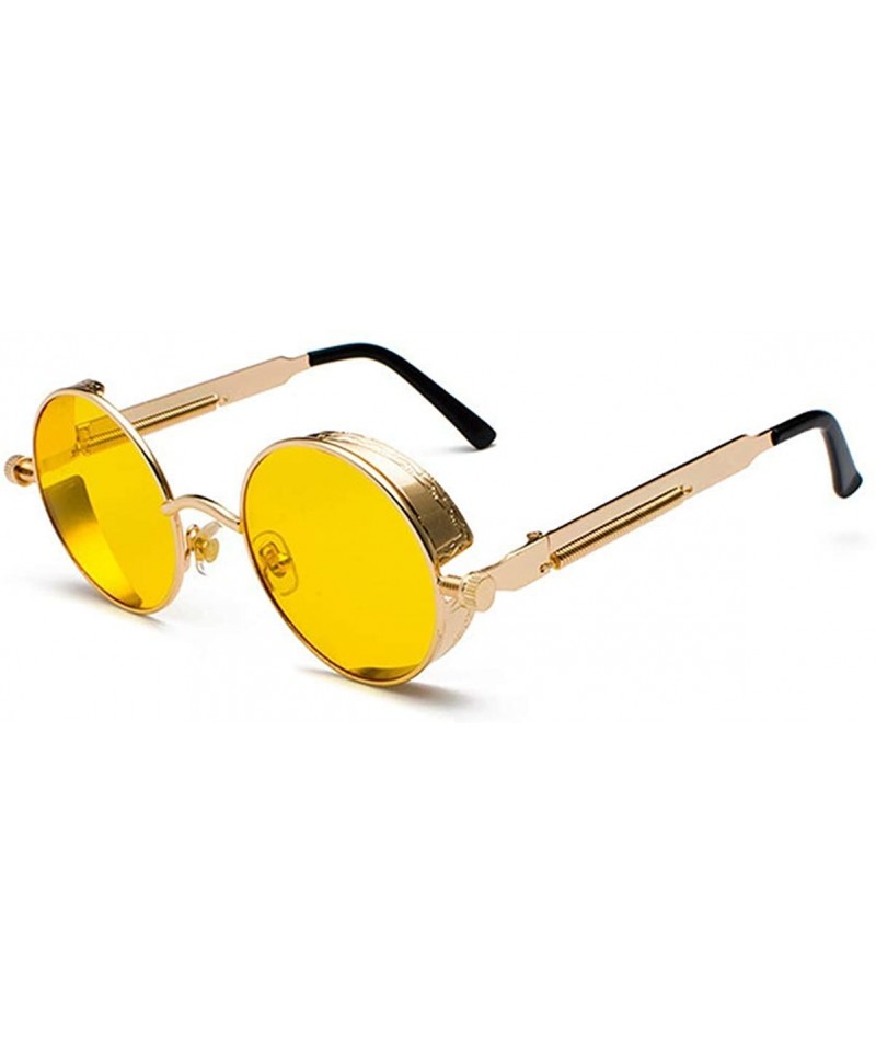 Round Vintage Retro Metal Round Circle Frame Sunglasses - CD11WSO2SJJ $49.09