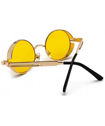 Round Vintage Retro Metal Round Circle Frame Sunglasses - CD11WSO2SJJ $49.09