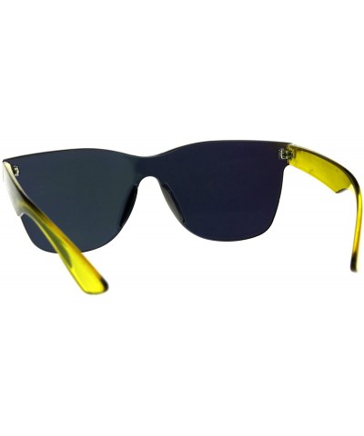 Square Monoblock Rimless Sunglasses Thick Square Plastic Frame Unisex Shades - Yellow (Yellow Mirror) - C818GUS2UO3 $15.56