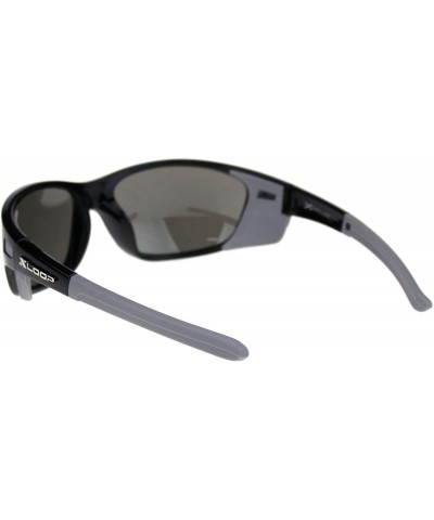 Shield Xloop Sunglasses Mens Wrap Around Side Cover Oval Shield Frame UV 400 - Black Grey (Silver Mirror) - C2192RTOXES $8.24