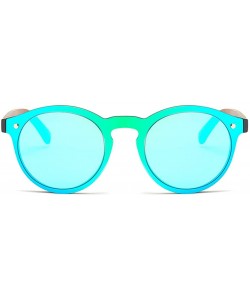 Round Mens Wood Sunglasses Mirror Women Sun Glasses Round One Pieces Lens Eyewear 2019 - Green Mirror - CJ18ILETISL $12.85