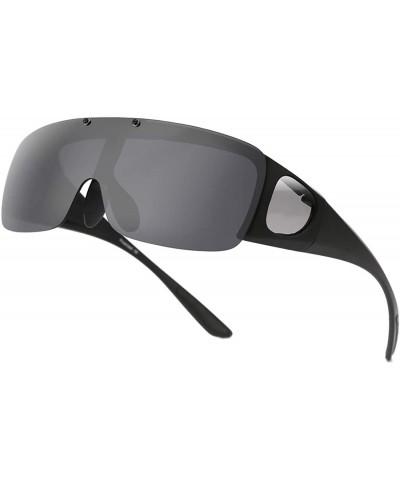 Oversized Fit Over Sunglasses for Men Women Flip Up Polarized Sports Sunglasses - 01-matte Black&grey Lens - C818YDD5A9Q $35.03