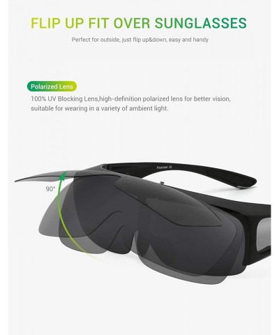 Oversized Fit Over Sunglasses for Men Women Flip Up Polarized Sports Sunglasses - 01-matte Black&grey Lens - C818YDD5A9Q $41.48