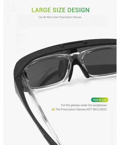 Oversized Fit Over Sunglasses for Men Women Flip Up Polarized Sports Sunglasses - 01-matte Black&grey Lens - C818YDD5A9Q $41.48