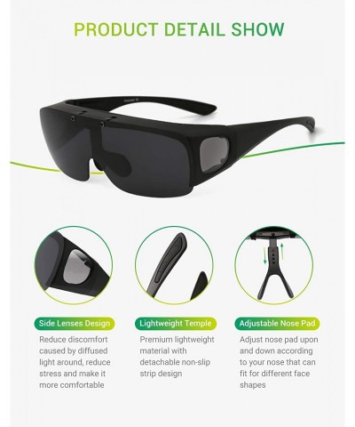 Oversized Fit Over Sunglasses for Men Women Flip Up Polarized Sports Sunglasses - 01-matte Black&grey Lens - C818YDD5A9Q $20.74