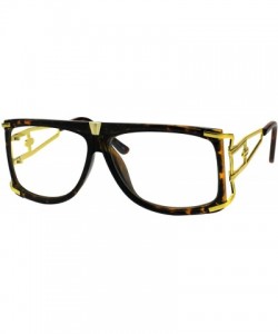 Rectangular Mens Clear Lens Glasses Gold Accents Square Rectangular Designer Style - Tortoise - CH18H4HCR40 $12.06