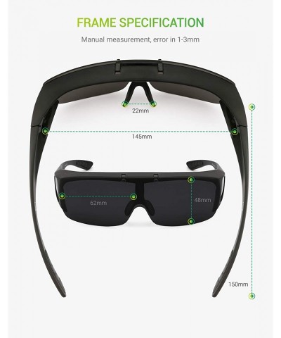 Oversized Fit Over Sunglasses for Men Women Flip Up Polarized Sports Sunglasses - 01-matte Black&grey Lens - C818YDD5A9Q $41.48