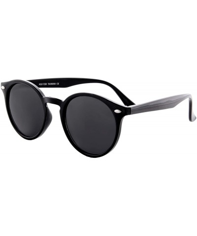 Round Unisex Sunglasses Classic Small Round Retro Durable Modern Inspired - Black Frame/ Black Lens - CV18K2MQHYQ $18.73
