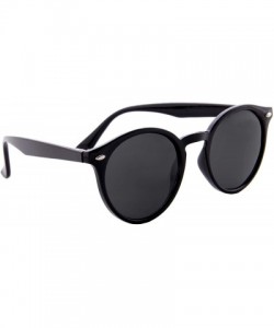 Round Unisex Sunglasses Classic Small Round Retro Durable Modern Inspired - Black Frame/ Black Lens - CV18K2MQHYQ $7.30