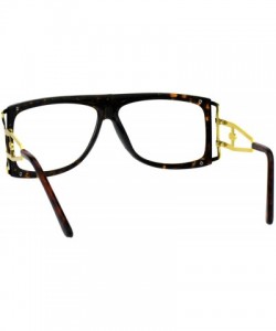 Rectangular Mens Clear Lens Glasses Gold Accents Square Rectangular Designer Style - Tortoise - CH18H4HCR40 $12.06