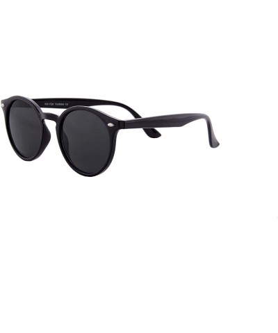 Round Unisex Sunglasses Classic Small Round Retro Durable Modern Inspired - Black Frame/ Black Lens - CV18K2MQHYQ $7.30