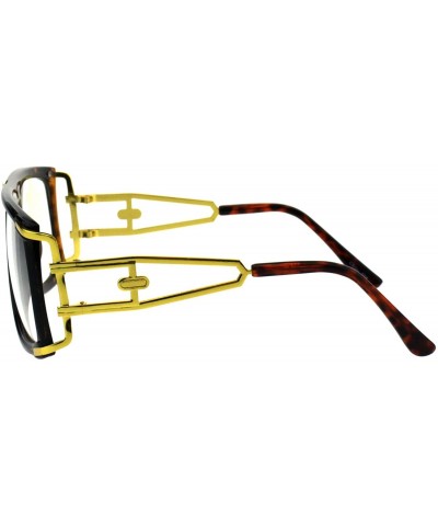 Rectangular Mens Clear Lens Glasses Gold Accents Square Rectangular Designer Style - Tortoise - CH18H4HCR40 $12.06