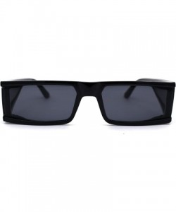 Square Futuristic Warp Around Side Visor Lens 80s Square Sunglasses - All Black - CY195S8ASUR $11.93