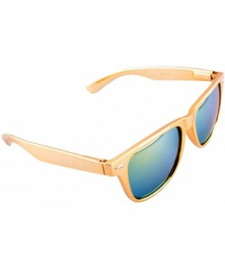 Square Gold Metallic Wayfarer Sunglasses Iridium Lenses - CD11OL3CNVD $10.09