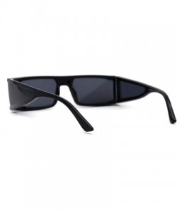 Square Futuristic Warp Around Side Visor Lens 80s Square Sunglasses - All Black - CY195S8ASUR $11.93