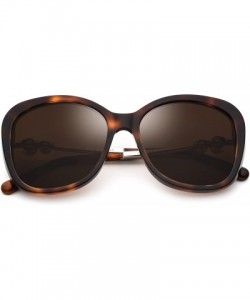 Cat Eye Acetate Women Oversize Cateye Polarized Sunglasses with Pearl Temple 9107 - Leopard - CU180OYIRXY $25.28