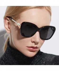 Cat Eye Acetate Women Oversize Cateye Polarized Sunglasses with Pearl Temple 9107 - Leopard - CU180OYIRXY $25.28