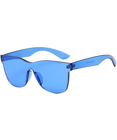 Oval Classic Aviator Mirrored Flat Lens Sunglasses Colorful Transparent Super Retro Sunglasses Eyewear - Blue - CP18D56GY66 $...