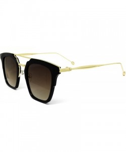 Aviator 7122-1 Premium Retro Tint Fashion Flat Top Aviator Sunglasses - Black/Brown - CM18Q7I3ZLA $14.11