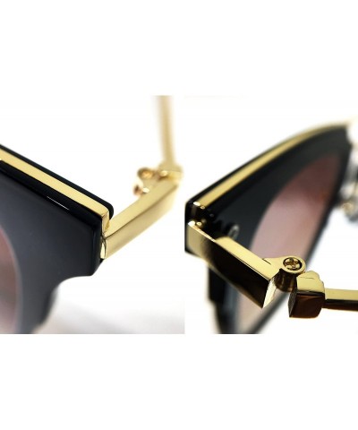 Aviator 7122-1 Premium Retro Tint Fashion Flat Top Aviator Sunglasses - Black/Brown - CM18Q7I3ZLA $14.11