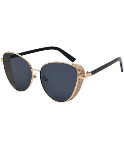 Rectangular Classic Polarized Sunglasses- Mirrored Lens Fashion Goggle Eyewear With Glitter Metal Frame For Women Man - Gray ...