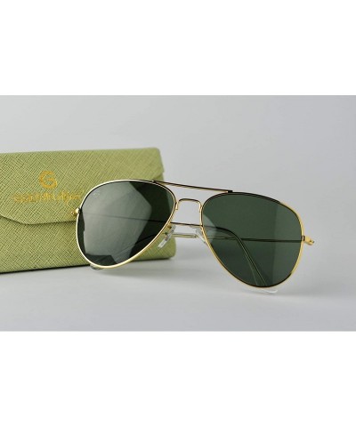 Aviator Aviator Polarized Sunglasses Unisex Gold/Green - CK18RC6TY4O $30.80