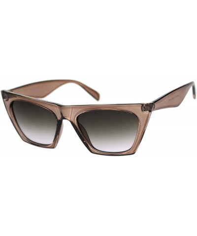 Cat Eye Womens Squared Rectangular Cat Eye Goth Diva Sunglasses - Light Brown Smoke - C618QA075OL $13.83