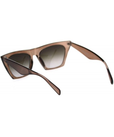 Cat Eye Womens Squared Rectangular Cat Eye Goth Diva Sunglasses - Light Brown Smoke - C618QA075OL $13.83