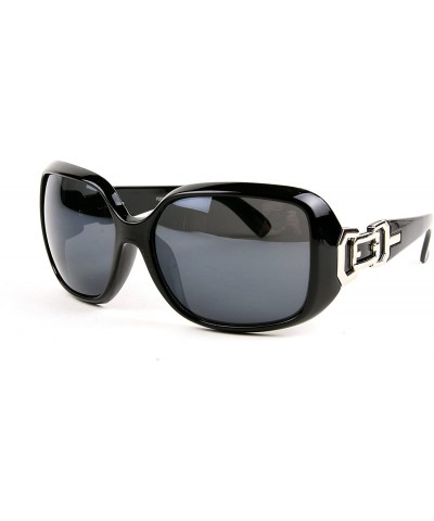 Square Women Fashion Frame Sunglass P3032 - Black Frame/Smoke Lens - CZ11E5CIO7R $17.44