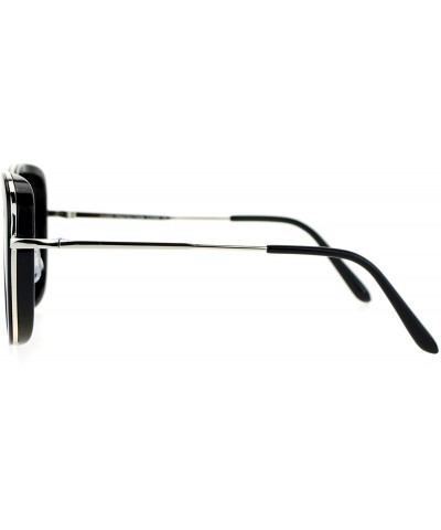 Square Vintage Retro Fashion Sunglasses Womens Dual Frame Square UV 400 - Black Silver (Black) - CD1882W64LK $10.24