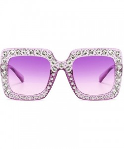 Oversized Oversized Sunglasses for Women Square Thick Frame Bling Bling Rhinestone Novelty Shades - CM18EZWGZIN $9.27