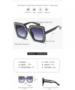 Oversized Oversized Sunglasses for Women Square Thick Frame Bling Bling Rhinestone Novelty Shades - CM18EZWGZIN $9.27